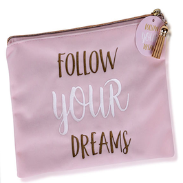 Accentra Kosmetiktasche rosa aus Samt "Follow your dreams", 21x15 cm