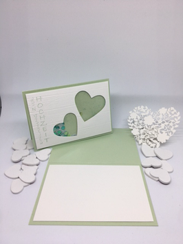 Einladung Hochzeit Schüttelkarte "grünes Herz"