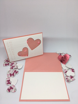 Einladung Hochzeit Schüttelkarte "rosa Herz"