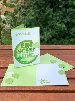 Einschulungskarte Schüttelkarte grün