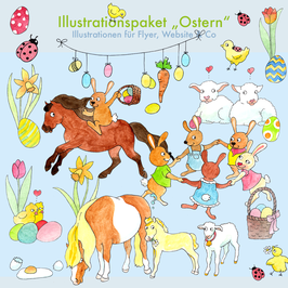 Oster-Set (Illustrations-Paket & Bastelbogen)