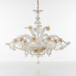 Lampadario Murano Veneziano Originale 8 luci oro 24K