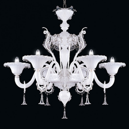 Miss Veneziana lampadario di Murano Total White
