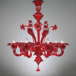 Donizetti lampadario in vetro di Murano rosso