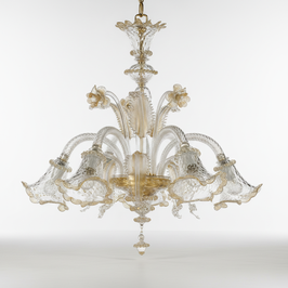 Lampadario Murano Veneziano Originale 5 luci oro 24K