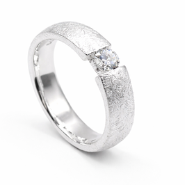 R1039 Silber Ring eismatt mit Zirkonia
