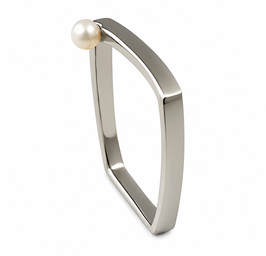 Edelstahl Ring eckig mit Süßwasserperle RH449