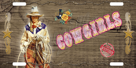 Plaque Immat Cowgirl wood
