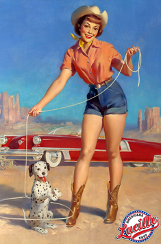 Plaque déco Cowgirl Rope and Dog