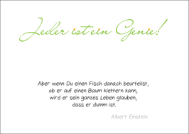 Postkarte: Jeder ist ein Genie...