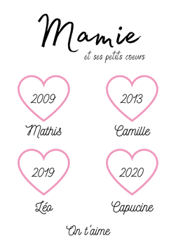 CADRE MAMIE ET SES PETITS COEURS