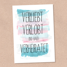 Postkarte - Verliebt Verlobt Verheiratet-