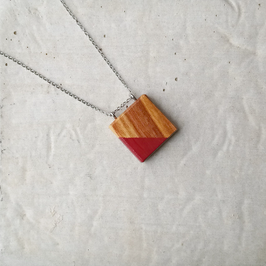 Pendentif minimaliste carré en bois exotique, Arariba, corde ou chaîne à votre choix
