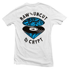 DJ CRYPT – RAW AND UNCUT  Tee (white)