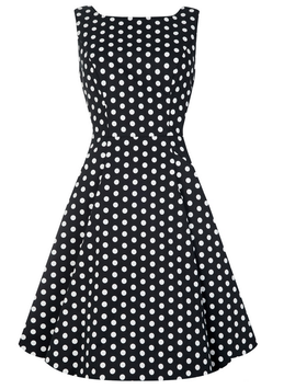 Collectif Kleid Hepburn schwarz-weiss Polka Dots