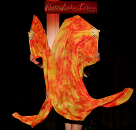 1 Paar Schleierfächer, Batik "Flame", rechts + links, A-Qualität