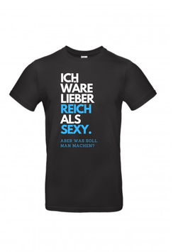 T-Shirt "Reich" schwarz/weiß/neonblau