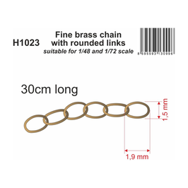 Fine brass chain with rounded links 1,9 x 1,5 mm