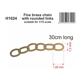Fine brass chain with rounded links 1,55 x 1,3 mm