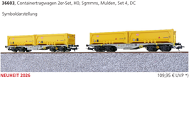 Esu 36603 Containertragwagen set, H0, Sgmmns,