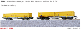 Esu 36601 Containertragwagen set, H0, Sgmmns,