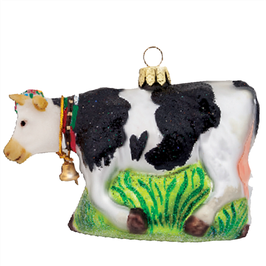 CR-058 Glasornament Kuhn schwarz-weiss