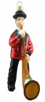 CR-040 Glasornament Alphornbläser rot