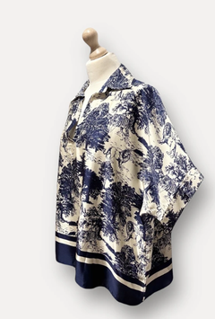Blouse CHRISTINA Imprimé Toile De Jouy Col Chemise V