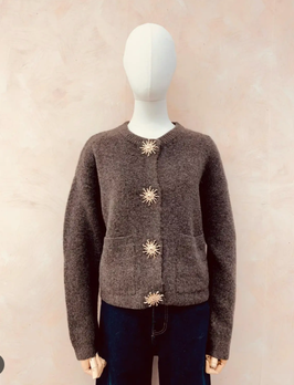 GILET BOUTONS SOLEIL CHOCOLAT