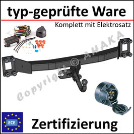 VW Touareg Bj. 2002- Anhängerkupplung starr mit geschraubtem Kugelkopf - mit Elektrosatz 7 polig