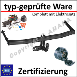 Skoda Roomster Bj. 2006- Anhängerkupplung starr mit geschraubtem Kugelkopf - mit Elektrosatz 7 polig