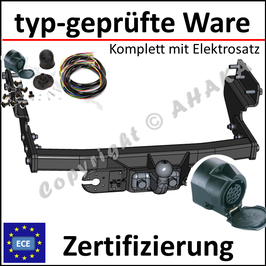 VW T4 Bus Kasten Caravelle Bj. 1996-2003 Anhängerkupplung starr mit geschraubtem Kugelkopf - mit Elektrosatz 13 polig