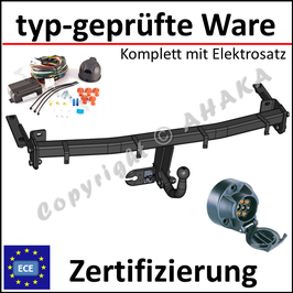 VW Caddy III Bj. 2004- Anhängerkupplung starr mit geschraubtem Kugelkopf - mit Elektrosatz 7 polig