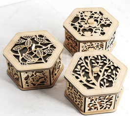 Boite cadeau en bois - (Lot de 3)
