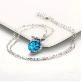 LYS Collier Doré Femme Pendentif Etoile de Mer Cristal Bleu Bijoux des Lys 