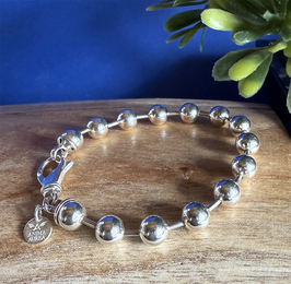 Silber-Kugel-Armband "E. of MU" 8mm