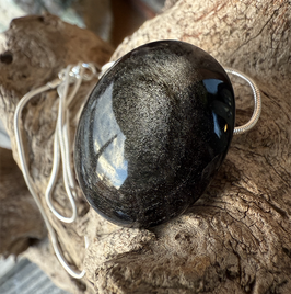 Gold-bzw. Silber-Obsidian an Schlangenkette