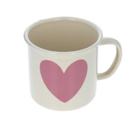 tazza smaltata cuore rosa