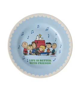 piatto rotondo frutta SNOOPY print - celeste