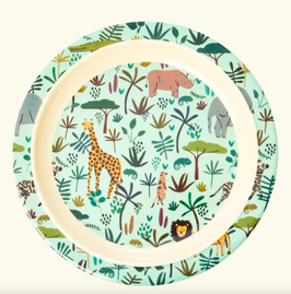 piatto rotondo - Kids Plate - Soft Green - All Over Jungle Print