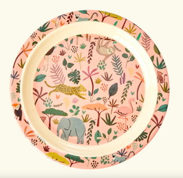 piatto rotondo - Kids Plate - Coral - All Over Jungle Print