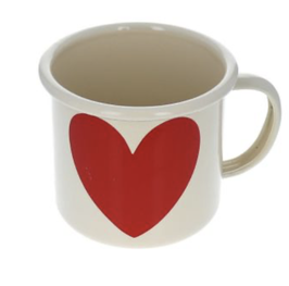 tazza smaltata cuore rosso