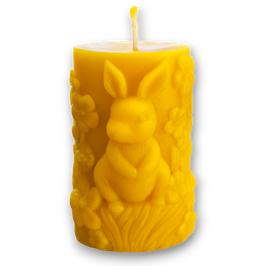 Stumpen mit Hase A - Bienenwachskerze