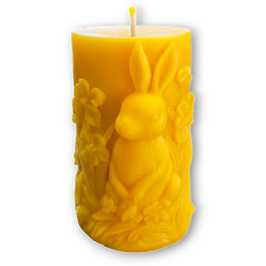 Stumpen mit Hase B - Bienenwachskerze