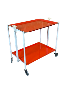 60er 70er Jahre Servierwagen Dinett Beistelltisch Orange Space Age Design