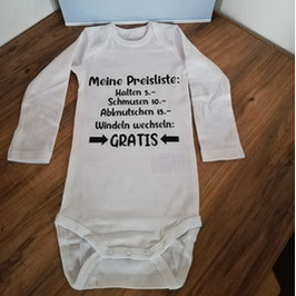 Body langarm "Preisliste" - Gr. 80