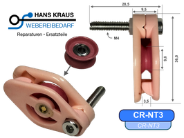 Keramik-Rolle gelagert mit Führungszähnen / Baugruppe Umlenkrolle M4 Schraube CR-NT3 Rosa