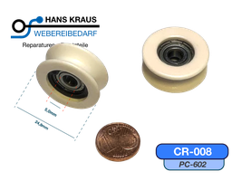 24,8mm Keramikführung Rolle mit Kugellager CR-008 Weiss
