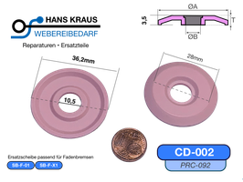 36,2mm Keramik-Bremscheibe CD-002 Rosa Keramikscheibe