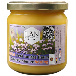 Miel d’été toutes fleurs – crémeux – abeilles noires – 500 g